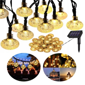 ДЛИННАЯ САДОВАЯ СОЛНЕЧНАЯ ГИРЛЯНДА С ПЛОТНЫМИ СВЕТОДИОДНЫМИ ШАРИКАМИ