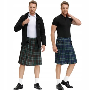 Męskie szkocki Kilt plisowana spódnica w kratę prz