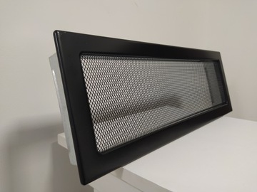 Решетка вентиляционная для камина РЕШЕТКИ 17х49 Черный с декоративной сеткой