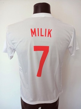 Koszulka sportowa MILIK POLSKA biała rozm 104 cm.