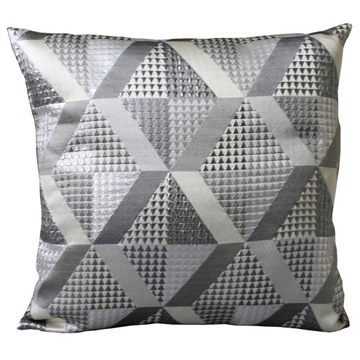 PODUSZKA DEKORACYJNA srebrny szary wzór geometryczny 50x50 cm