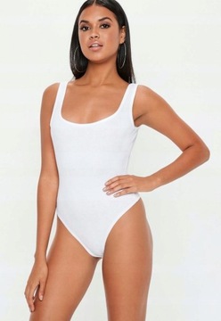 MISSGUIDED GŁADKIE BIAŁE BODY NA RAMIĄCZKACH XL