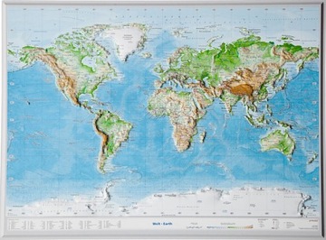 ŚWIAT plastyczna mapa fizyczna 1:100 000 000 GEORELIEF 2023
