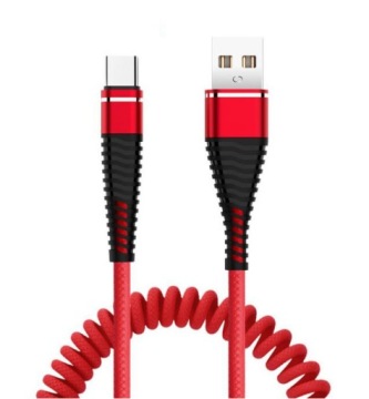 КАБЕЛЬ USB ТИПА C, СПИРАЛЬНЫЙ КАБЕЛЬ С ВЫДВИЖНОЙ ПРУЖИНОЙ, 1 М