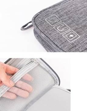 Дорожный органайзер для кабелей и зарядных устройств, сумка для электроники, серый чехол