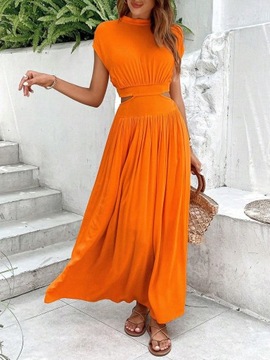 Shein dbw sukienka maxi pomarańczowa wycięcie XL NI3