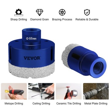 VEVOR Otwornica Diamentowa 35/40/50/68mm Ostrzem