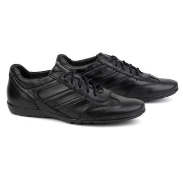 Buty męskie skórzane sportowe casual 7004DT czarne 45