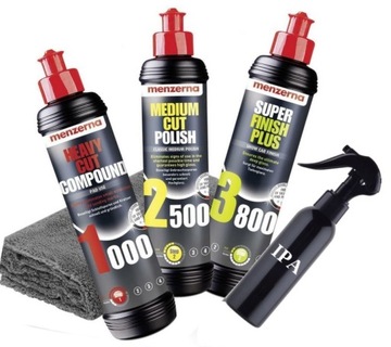 MENZERNA Zestaw Past Polerskich 1000 2500 3800 MIKROFIBRA IPA
