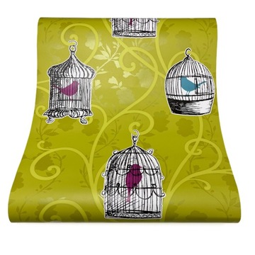 ZIELONA TAPETA DZIECIĘCA PTAKI ORNAMENTY PAPUGI ARTHOUSE 417402