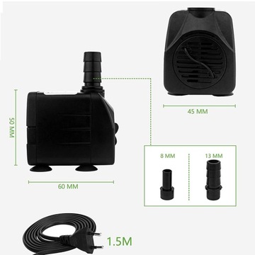 ПОГРУЖНОЙ НАСОС 600Л/Ч 10ВТ ДЛЯ АКВАРИУМНЫХ ФОНТАНОВ МАЛЕНЬКОГО РАЗМЕРА MUTE 10ВТ