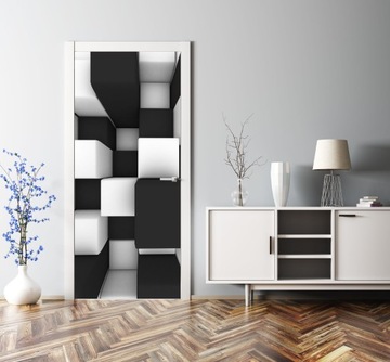 ЧЕРНО-БЕЛЫЙ 3D-УЗОР НАКЛЕЙКА на дверь шпон