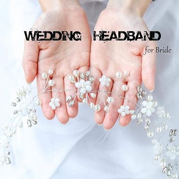 Strieborná čelenka do vlasov, umelé perly, kryštály svadobná ozdoba