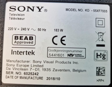 ZASILACZ SONY KD-55XF7005 APS-395/B 1-980-310-21