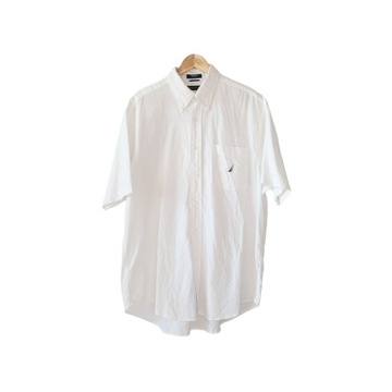 Biała bawełniana koszula męska z krótkim rękawem XXL Nautica klasyczna