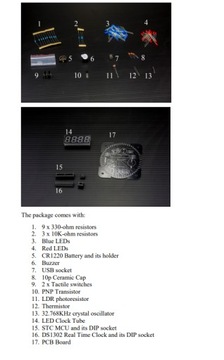 Zegar LED GREEN term, alarm, data +OBUDOWA DIY KIT