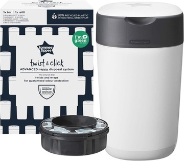 KOSZ NA PIELUSZKI TOMMEE TIPPEE TWIST&CLICK BIAŁY + 1 WKŁAD