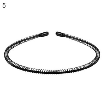Men Women Black Multi-Style Metal Plastic Hair Hoop Spring Wavy Spiral