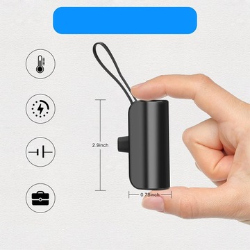 МАЛЕНЬКИЙ КАРМАННЫЙ POWERBANK 5000 МАч ДЛЯ IPHONE/TYPE-C