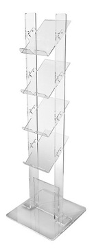 Stojak plexi podłogowy na ulotki 4x A4. Wolnostojący o wysokości 150 cm