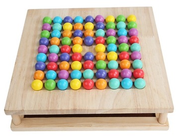 Układanka drewniana gra MONTESSORI kulki farma 2w1 Trening Rączki i Pamięci