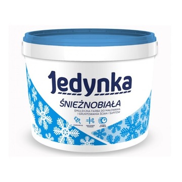 ŚNIEŻNOBIAŁA FARBA EMULSYJNA JEDYNKA 10L DO ŚCIAN I SUFITÓW BIAŁY MAT