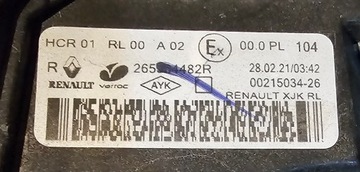RENAULT EXPRESS 2021- SVĚTLO LED PRAVÝ ZADNÍ PRAVÁ 265504482R