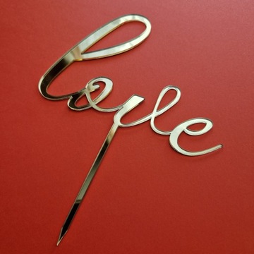 Topper na tort weselny love złote lustro