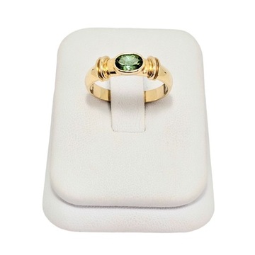 Piękny złoty pierścionek z zielonym oliwinem próba 585 oliwin r. 16 nr 0798