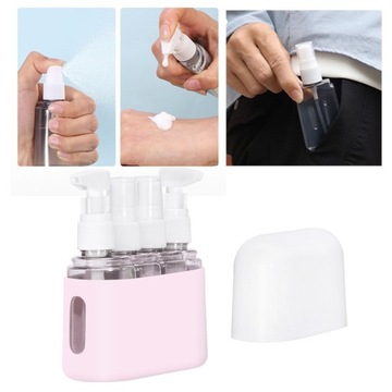 4x Butelka podróżna ze sprayem 50 ml Butelka z rozpylaczem do perfum Szczelny balsam z pompką Różowy