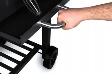 PROFESJONALNY GRILL OGRODOWY WĘGLOWY + PÓŁKI + POPIELNIK + POKRYWA + RUSZT