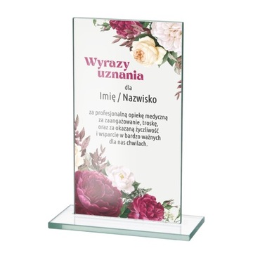 Podziękowanie statuetka dla lekarza od pacjenta za opiekę medyczną nadruk