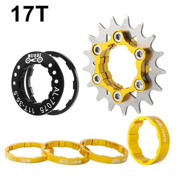 Односкоростная кассетная звездочка с крышкой, комплект дистанций MTB Fixie Золотая фиксированная шестерня