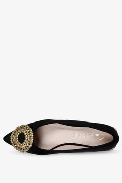 BALERINY DAMSKIE WSUWANE PÓŁBUTY SKÓRZANA WKŁADKA ELEGANCKA OZDOBA r 38