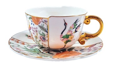 Фарфоровая чашка и блюдце Crane Flowers 250мл в подарочной упаковке