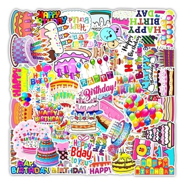 ZESTAW NAKLEJEK WLEPY MIX HAPPY BIRTHDAY 50 szt