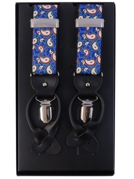 Подтяжки для брюк синие и красные на пуговицах G61