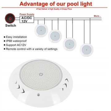 AC12V 468LED LAMPA BASENOWA IP68 WODOODPORNA 35W