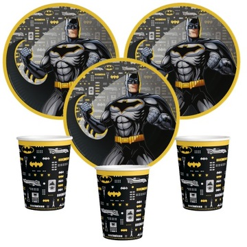 ZESTAW URODZINOWY Batman Talerzyki Kubeczki 16 szt.