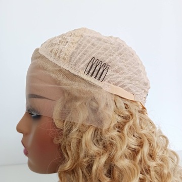 Парик LACE FRONT, блондин, кудри, волны + шапочка БЕСПЛАТНО