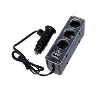 РАСПРЕДЕЛИТЕЛЬ Разветвитель прикуривателя 3 розетки + USB