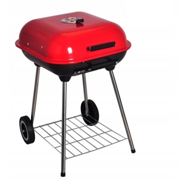 ПОРТАТИВНЫЙ САДОВЫЙ УГОЛЬНЫЙ ГРИЛЬ НА КОЛЕСАХ С КРЫШКОЙ + ГРИЛЬ + АКСЕССУАРЫ
