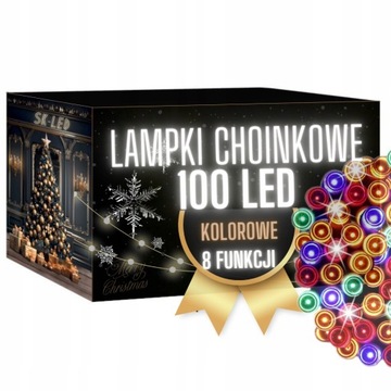 Lampki CHOINKOWE 100 LED ŚWIĄTECZNE MULTICOLOR ZEWNĘTRZNE WEWNĘTRZNE