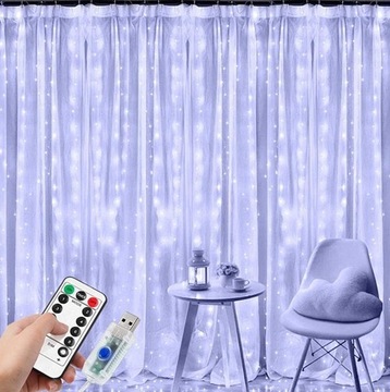 ГИРЛЯНД ДЛЯ ШТОР ПОДВЕСНЫЕ ЛАМПЫ ICILS USB 300 СВЕТОДИОДНЫЙ ПРОВОД ОТДЕЛКА