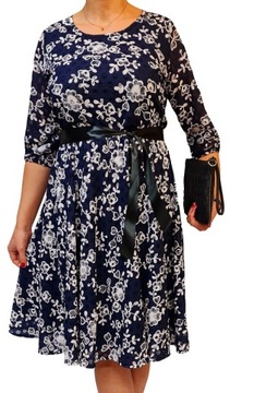 Sukienka klosz plus size 42 44 46 48 50 52 54 56