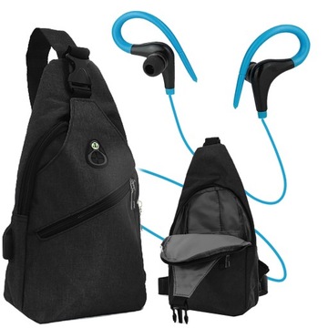 PLECAK Miejski CROSSBODY Pojemna SASZETKA TAKTYCZNA + SŁUCHAWKI ZAUSZNE