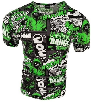 KOSZULKA MĘSKA T-SHIRT MĘSKI KOMIKS WOW GREEN XXL