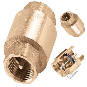 Обратный клапан 1 дюйм МЕТАЛЛИЧЕСКИЙ ШТОК DN25 Латунь