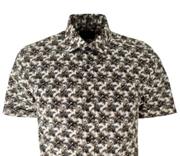 ЭЛЕГАНТНАЯ ТОРЖЕСТВЕННАЯ РУБАШКА, КОРИЧНЕВЫЙ ХЛОПКОВЫЙ УЗОР, 3XL