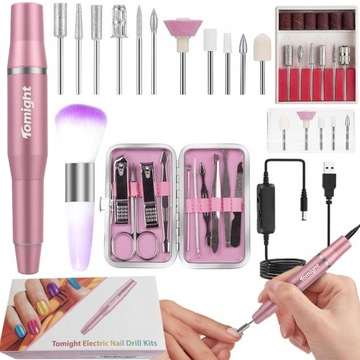 FREZARKA DO PAZNOKCI PROFESJONALNA MANICURE PEDICURE ZESTAW FREZÓW